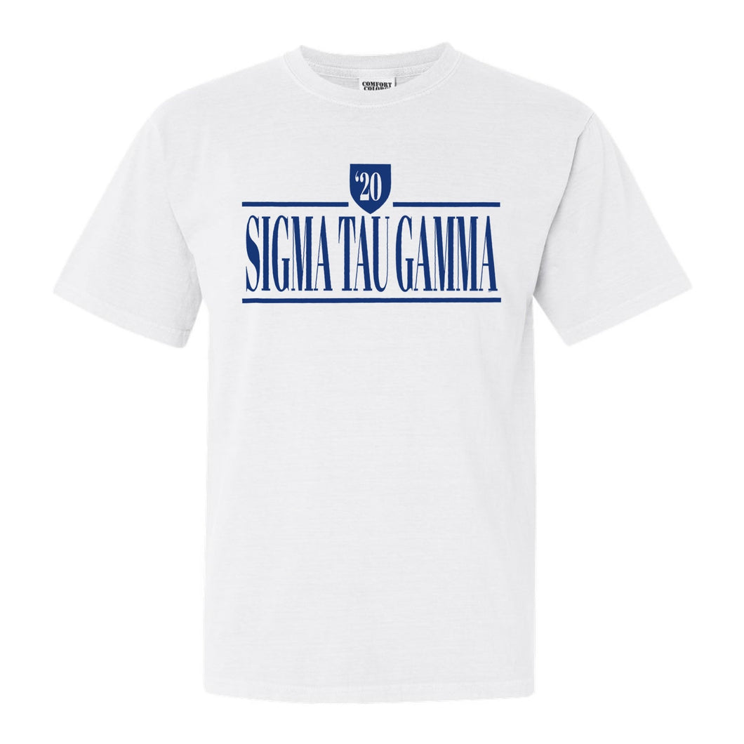 Sigma Tau Gamma Comfort Colors T-Shirt - Sig Tau Shield Shirt - Kite and Crest
