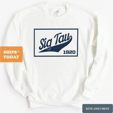 Load image into Gallery viewer, Sigma Tau Gamma Sweatshirt - Sig Tau Baseball Boxed Crewneck Sweatshirt - Kite and Crest
