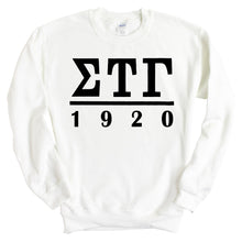 Load image into Gallery viewer, Sigma Tau Gamma Sweatshirt - Sig Tau Black Letters Crewneck Sweatshirt - Kite and Crest
