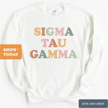 Load image into Gallery viewer, Sigma Tau Gamma Sweatshirt - Sig Tau Bright and Colorful Crewneck Sweatshirt - Kite and Crest
