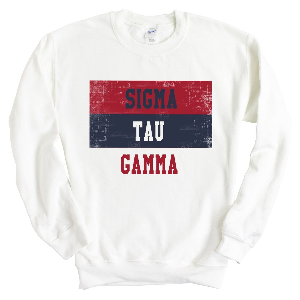 Sigma Tau Gamma Sweatshirt - Sig Tau Colorful Stripe Crewneck Sweatshirt - Kite and Crest