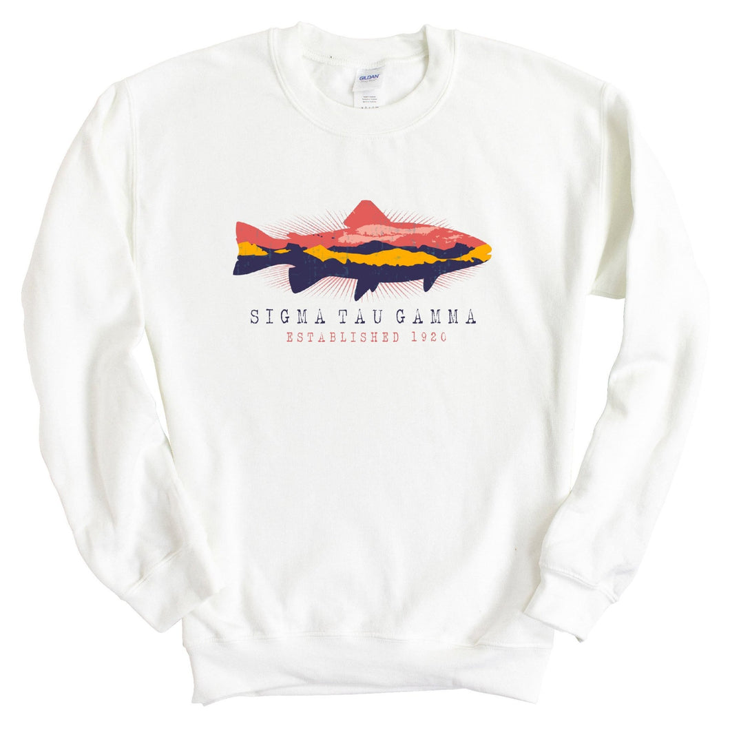 Sigma Tau Gamma Sweatshirt - Sig Tau Fishing Crewneck Sweatshirt - Kite and Crest