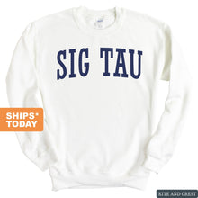 Load image into Gallery viewer, Sigma Tau Gamma Sweatshirt - Sig Tau Intrinsic Lettered Crewneck Sweatshirt - Kite and Crest
