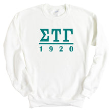 Load image into Gallery viewer, Sigma Tau Gamma Sweatshirt - Sig Tau Lettered Basic Crewneck Sweatshirt - Kite and Crest
