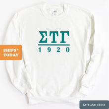 Load image into Gallery viewer, Sigma Tau Gamma Sweatshirt - Sig Tau Lettered Basic Crewneck Sweatshirt - Kite and Crest
