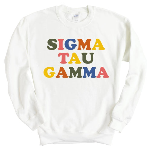 Sigma Tau Gamma Sweatshirt - Sig Tau Retro Letters Crewneck Sweatshirt - Kite and Crest