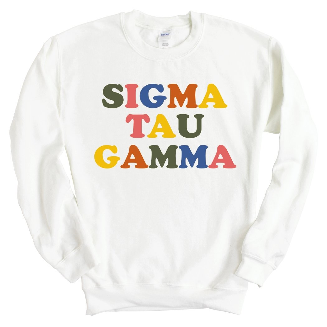 Sigma Tau Gamma Sweatshirt - Sig Tau Retro Letters Crewneck Sweatshirt - Kite and Crest