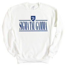 Load image into Gallery viewer, Sigma Tau Gamma Sweatshirt - Sig Tau Shield Crewneck Sweatshirt - Kite and Crest
