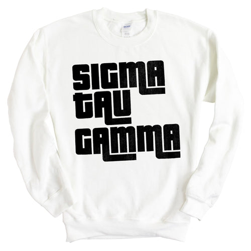 Sigma Tau Gamma Sweatshirt - Sig Tau Stacked Letters Crewneck Sweatshirt - Kite and Crest