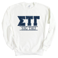 Load image into Gallery viewer, Sigma Tau Gamma Sweatshirt - Sig Tau Washed Letters Crewneck Sweatshirt - Kite and Crest
