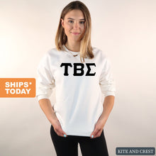 Load image into Gallery viewer, Tau Beta Sigma Basic Black Letters Crewneck Sweatshirt - Kite and Crest
