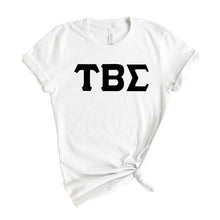 Load image into Gallery viewer, Tau Beta Sigma Basic Black Letters T-shirt - Kite and Crest
