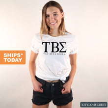 Load image into Gallery viewer, Tau Beta Sigma Block Letter T-shirt - Kite and Crest
