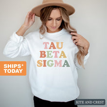 Load image into Gallery viewer, Tau Beta Sigma Bright and Colorful Crewneck Sweatshirt - Kite and Crest
