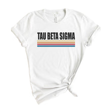 Load image into Gallery viewer, Tau Beta Sigma Colorful Stripes T-shirt - Kite and Crest

