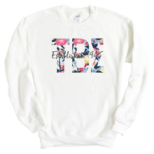 Load image into Gallery viewer, Tau Beta Sigma Floral Block Crewneck Sweatshirt - Kite and Crest
