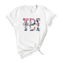 Load image into Gallery viewer, Tau Beta Sigma Floral Block T-shirt - Kite and Crest
