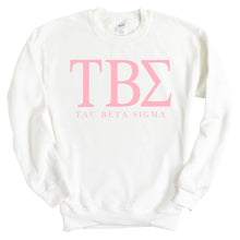 Load image into Gallery viewer, Tau Beta Sigma Pink Letter Crewneck Sweatshirt - Kite and Crest
