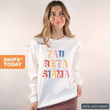 Load image into Gallery viewer, Tau Beta Sigma Retro Crewneck Sweatshirt - Kite and Crest
