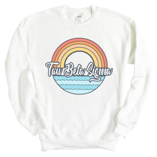 Load image into Gallery viewer, Tau Beta Sigma Wavy Rainbow Crewneck Sweatshirt - Kite and Crest
