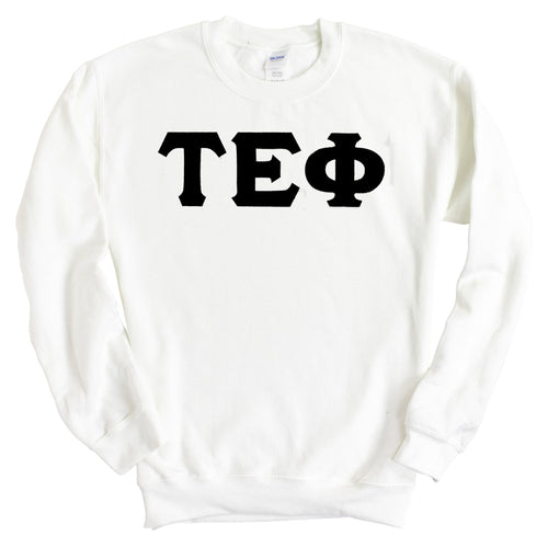 Tau Epsilon Phi Basic Black Letters Sweatshirt - Fraternity Crewneck Sweatshirt - Kite and Crest