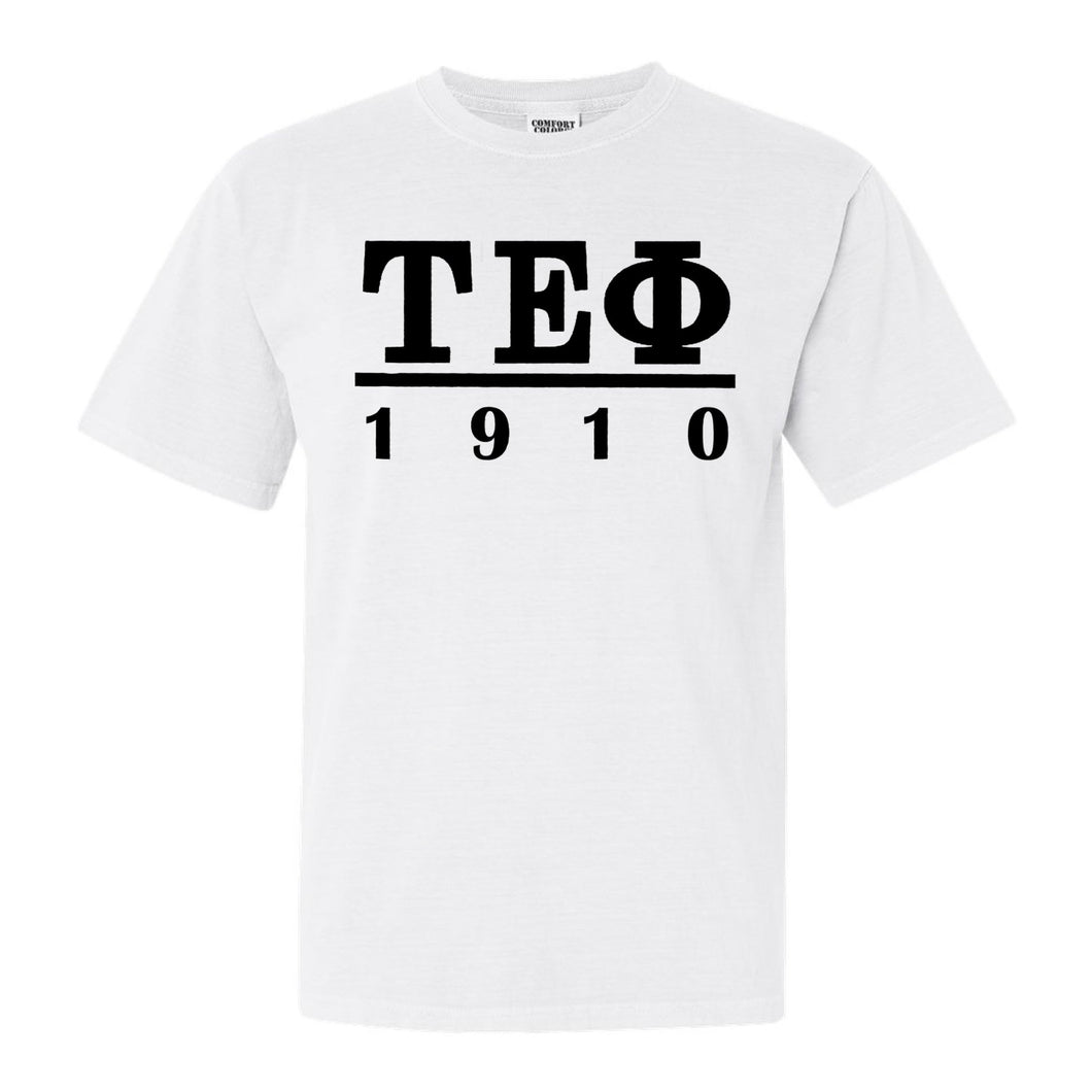 Tau Epsilon Phi Black Letter Comfort Colors T-Shirt - Fraternity Tee - Kite and Crest