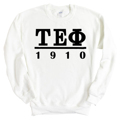 Tau Epsilon Phi Black Letter Sweatshirt - Fraternity Crewneck Sweatshirt - Kite and Crest