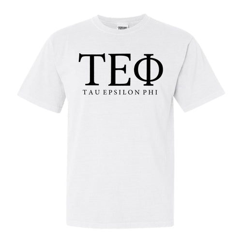 Tau Epsilon Phi Block Letter Comfort Colors T-Shirt - Fraternity Tee - Kite and Crest