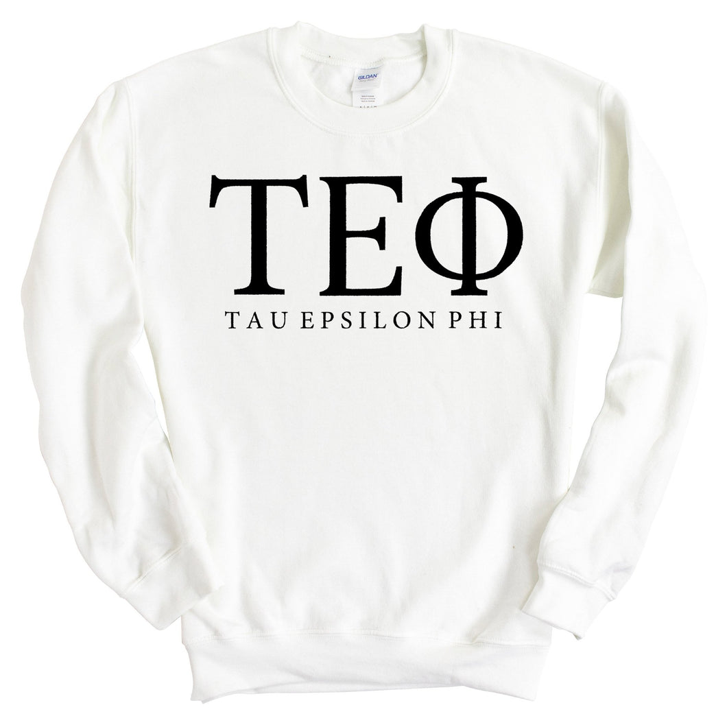 Tau Epsilon Phi Block Letter Sweatshirt - Fraternity Crewneck Sweatshirt - Kite and Crest