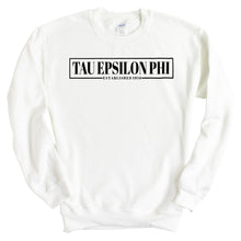 Load image into Gallery viewer, Tau Epsilon Phi Fraternal Block Sweatshirt - Fraternity Crewneck Sweatshirt - Kite and Crest
