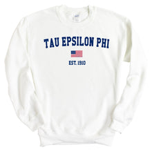 Load image into Gallery viewer, Tau Epsilon Phi USA Flag Sweatshirt - Fraternity Crewneck Sweatshirt - Kite and Crest
