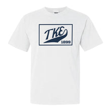 Load image into Gallery viewer, Tau Kappa Epsilon Comfort Colors T-Shirt - TKE Baseball Boxed Shirt - Kite and Crest
