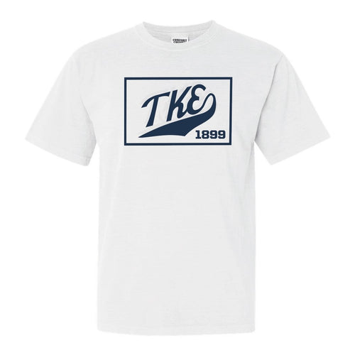 Tau Kappa Epsilon Comfort Colors T-Shirt - TKE Baseball Boxed Shirt - Kite and Crest
