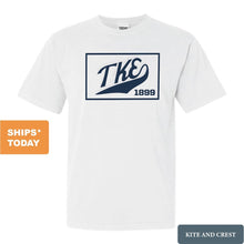 Load image into Gallery viewer, Tau Kappa Epsilon Comfort Colors T-Shirt - TKE Baseball Boxed Shirt - Kite and Crest
