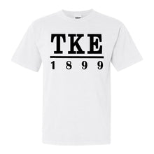 Load image into Gallery viewer, Tau Kappa Epsilon Comfort Colors T-Shirt - TKE Black Letters Shirt - Kite and Crest
