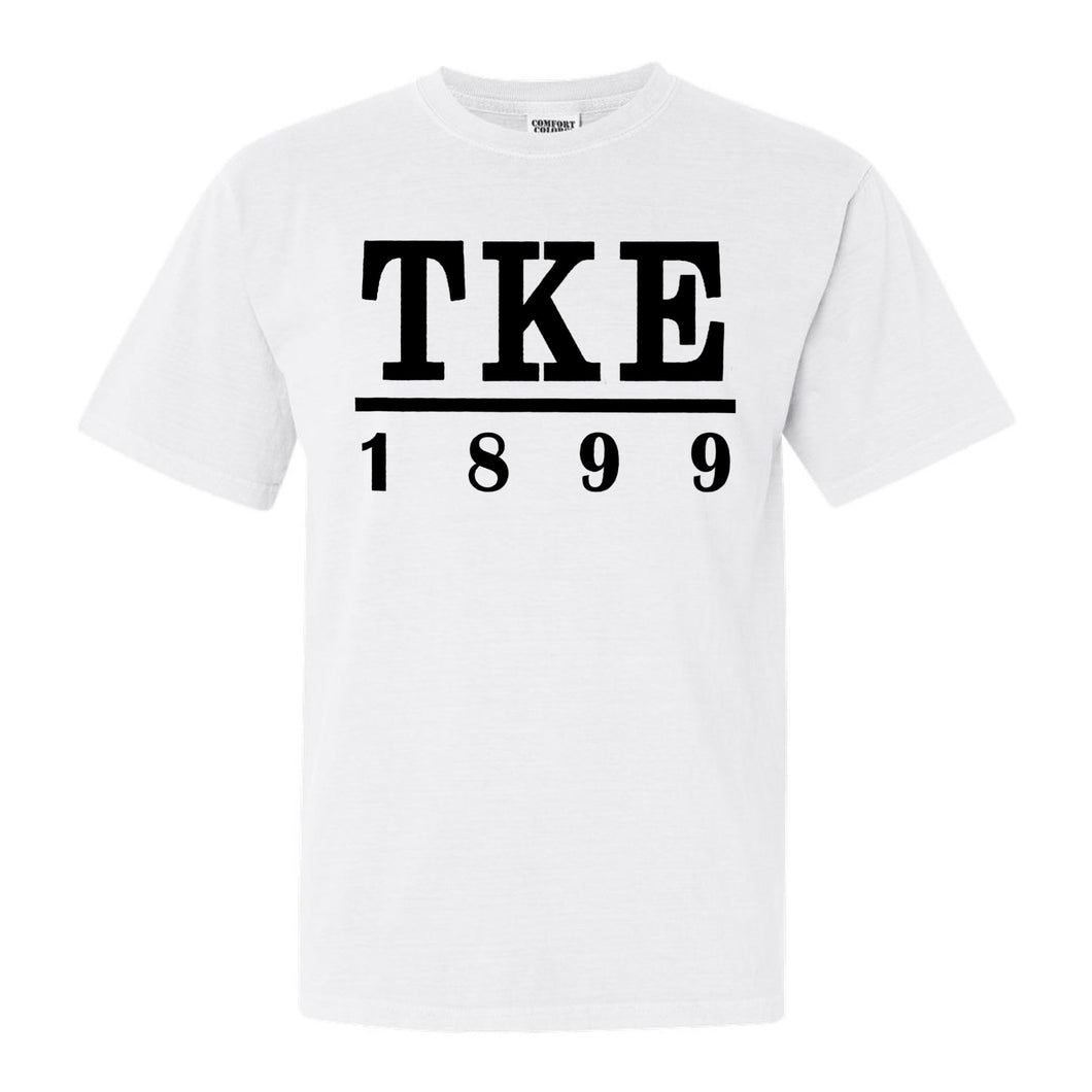 Tau Kappa Epsilon Comfort Colors T-Shirt - TKE Black Letters Shirt - Kite and Crest