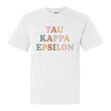 Load image into Gallery viewer, Tau Kappa Epsilon Comfort Colors T-Shirt - TKE Bright and Colorful Shirt - Kite and Crest
