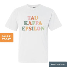 Load image into Gallery viewer, Tau Kappa Epsilon Comfort Colors T-Shirt - TKE Bright and Colorful Shirt - Kite and Crest
