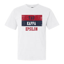 Load image into Gallery viewer, Tau Kappa Epsilon Comfort Colors T-Shirt - TKE Colorful Stripe Shirt - Kite and Crest
