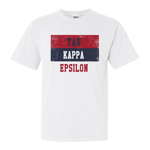 Tau Kappa Epsilon Comfort Colors T-Shirt - TKE Colorful Stripe Shirt - Kite and Crest