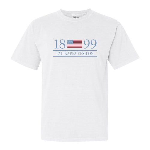 Tau Kappa Epsilon Comfort Colors T-Shirt - TKE Flag Year Shirt - Kite and Crest
