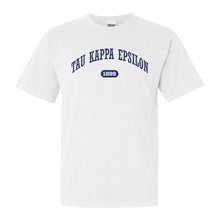 Load image into Gallery viewer, Tau Kappa Epsilon Comfort Colors T-Shirt - TKE Fraternal Arch Shirt - Kite and Crest
