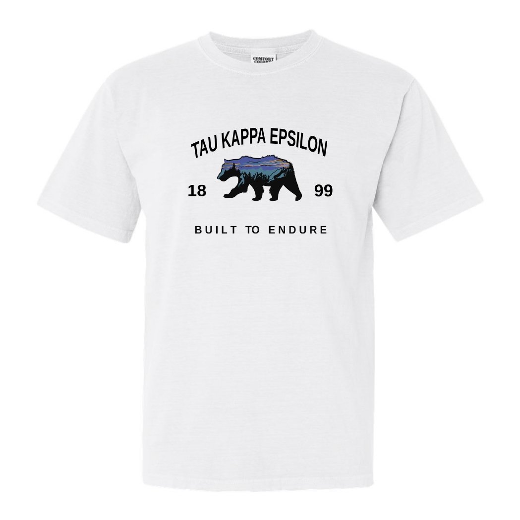 Tau Kappa Epsilon Comfort Colors T-Shirt - TKE Fraternal Bear Shirt - Kite and Crest
