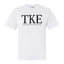 Load image into Gallery viewer, Tau Kappa Epsilon Comfort Colors T-Shirt - TKE Fraternal Block Shirt - Kite and Crest
