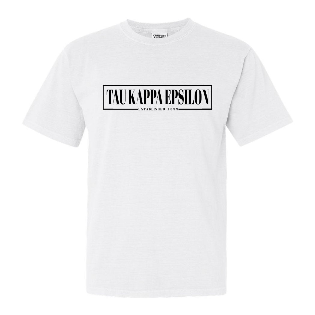 Tau Kappa Epsilon Comfort Colors T-Shirt - TKE Fraternal Block Shirt - Kite and Crest