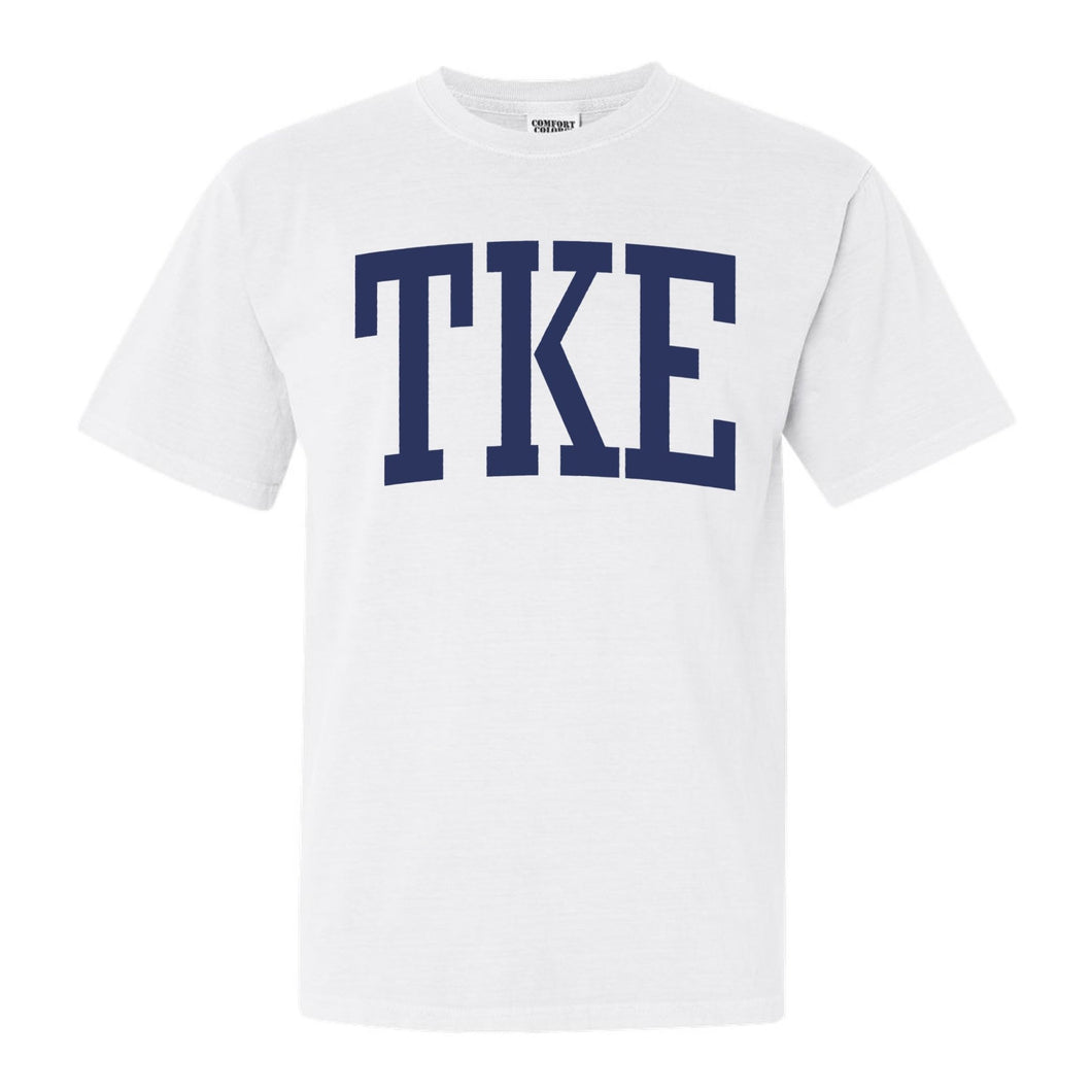 Tau Kappa Epsilon Comfort Colors T-Shirt - TKE Intrinsic Lettered Shirt - Kite and Crest