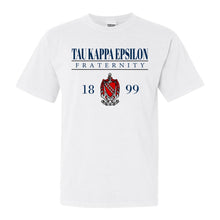 Load image into Gallery viewer, Tau Kappa Epsilon Comfort Colors T-Shirt - TKE Large Crest Shirt - Kite and Crest
