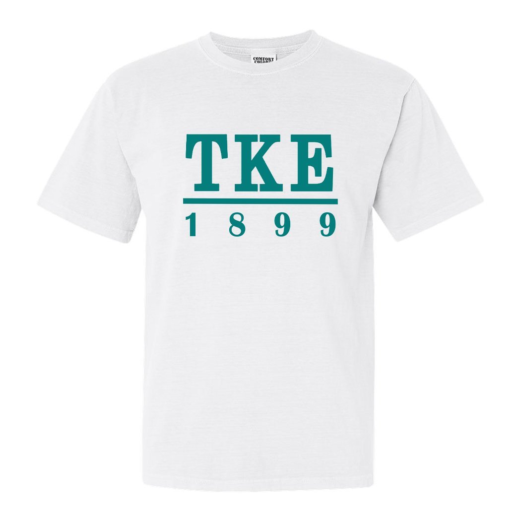 Tau Kappa Epsilon Comfort Colors T-Shirt - TKE Lettered Basic Shirt - Kite and Crest
