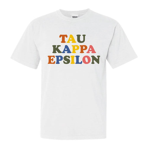 Tau Kappa Epsilon Comfort Colors T-Shirt - TKE Retro Letters Shirt - Kite and Crest