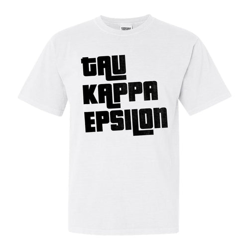 Tau Kappa Epsilon Comfort Colors T-Shirt - TKE Stacked Letters Shirt - Kite and Crest